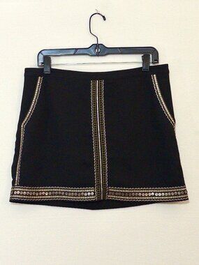 Madewell Women's Black Embroidered Sequin Mini Skirt Size 6 Boho Date Night Out